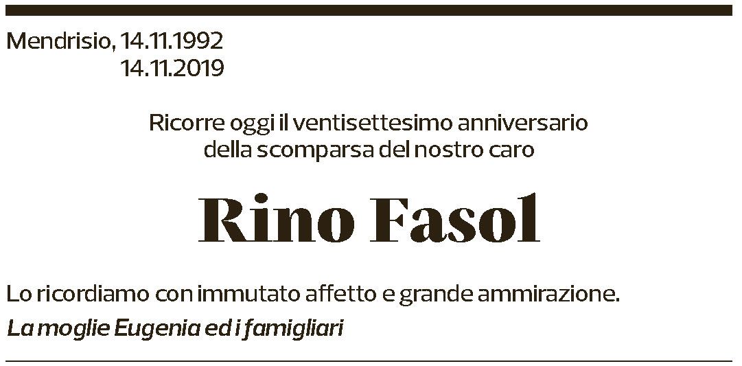 Annuncio funebre Rino Fasol