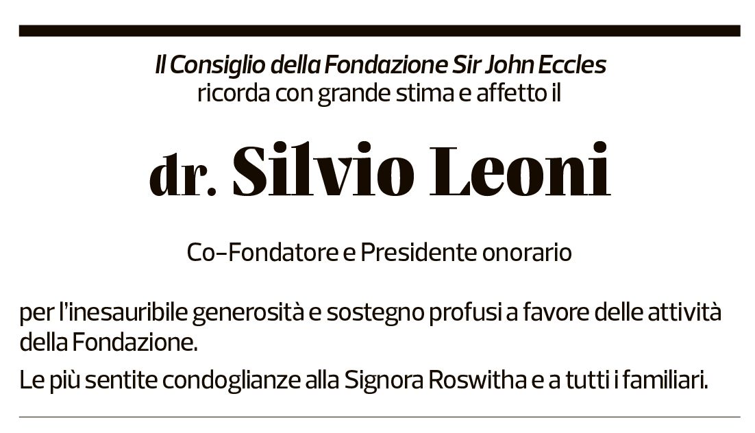 Annuncio funebre Silvio Leoni