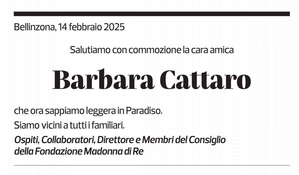 Annuncio funebre Barbara Cattaro