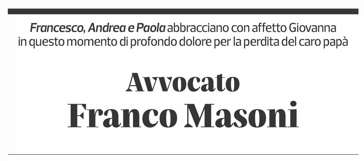Annuncio funebre Franco Masoni