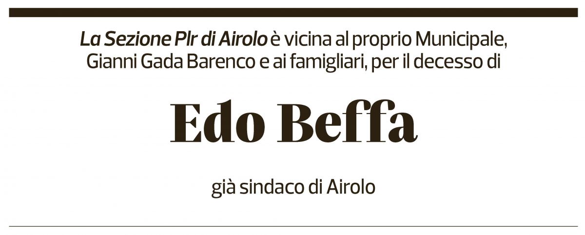 Annuncio funebre Edo Beffa