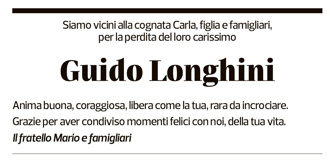 Annuncio funebre Guido Longhini