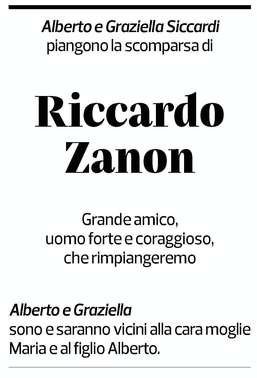 Annuncio funebre Riccardo Zanon
