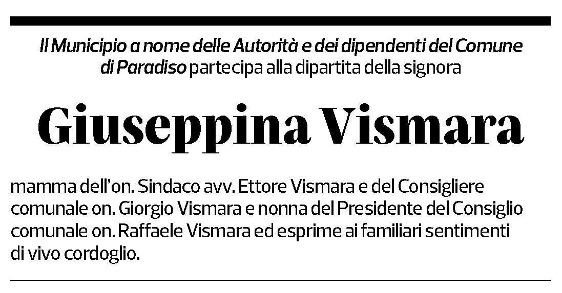 Annuncio funebre Giuseppina Vismara