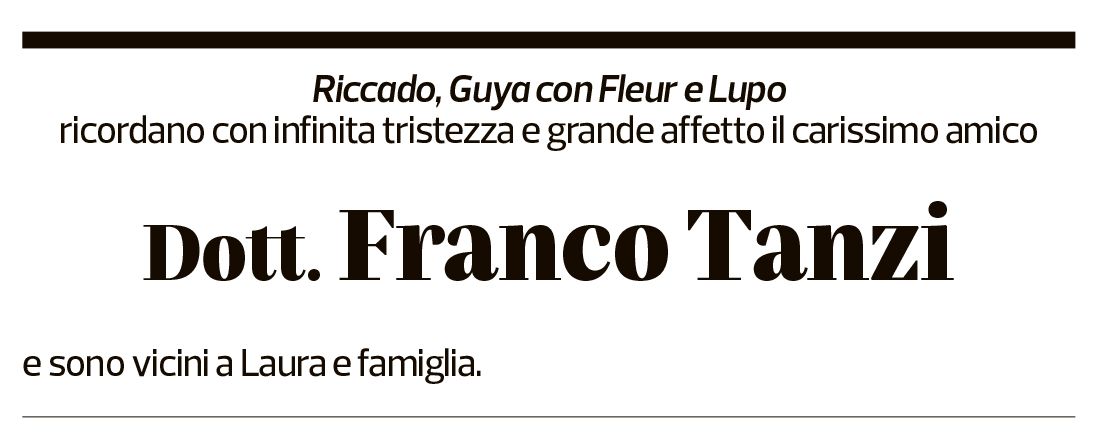 Annuncio funebre Franco Tanzi