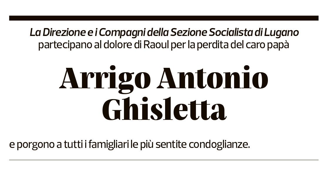 Annuncio funebre Arrigo Antonio Ghisletta