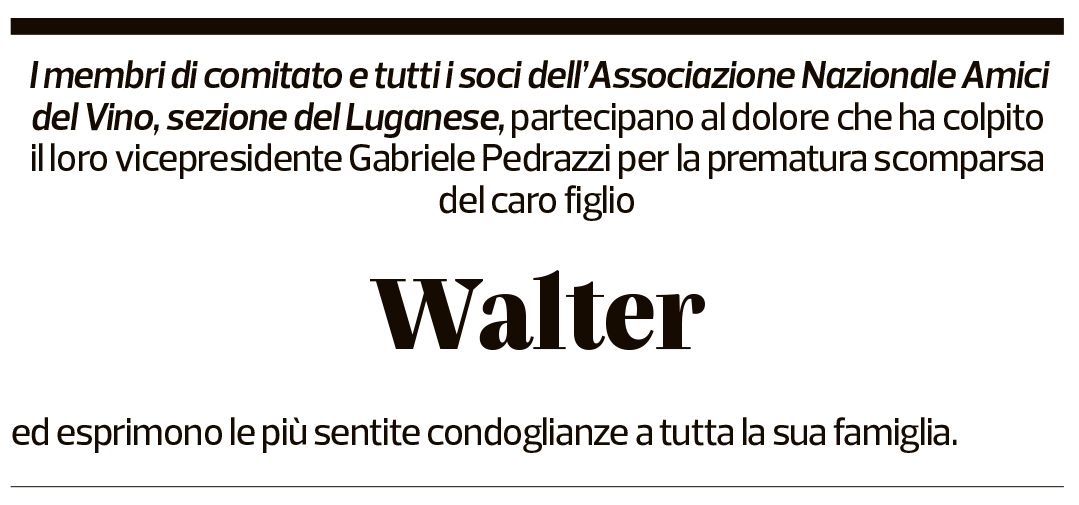 Annuncio funebre Walter Pedrazzi