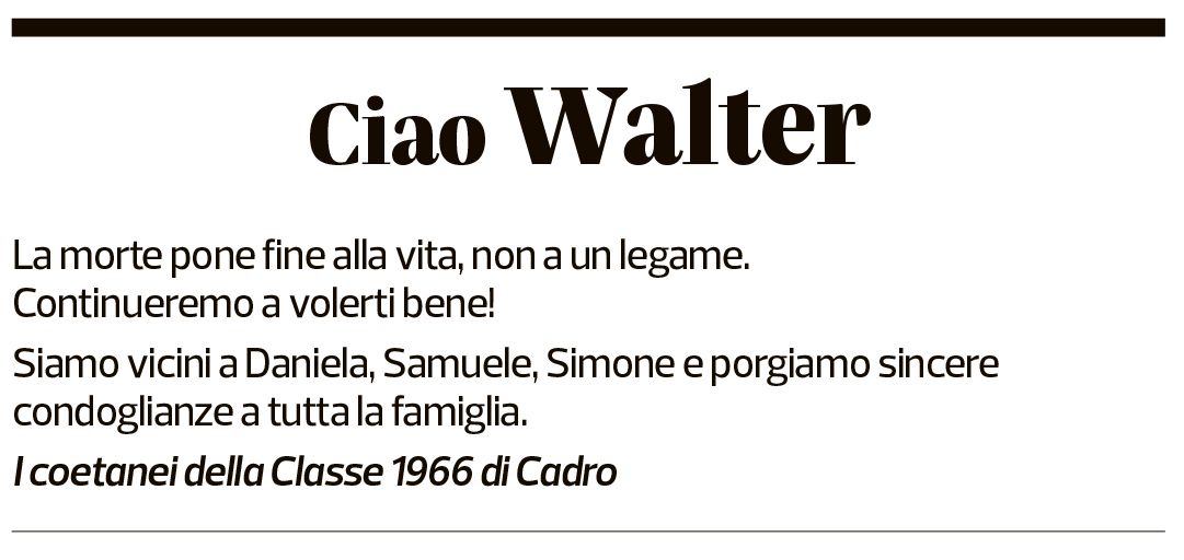 Annuncio funebre Walter Pedrazzi