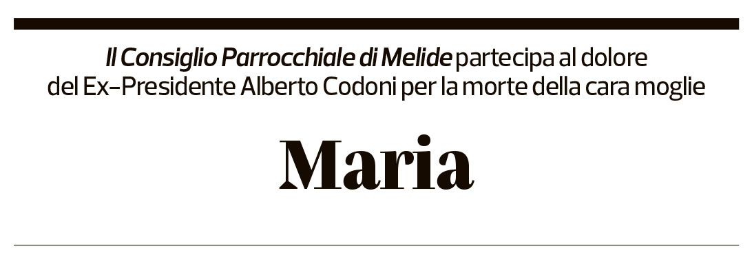 Annuncio funebre Maria Codoni