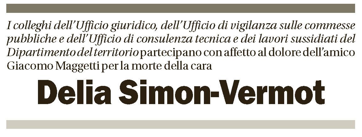 Annuncio funebre Delia Simon-vermot