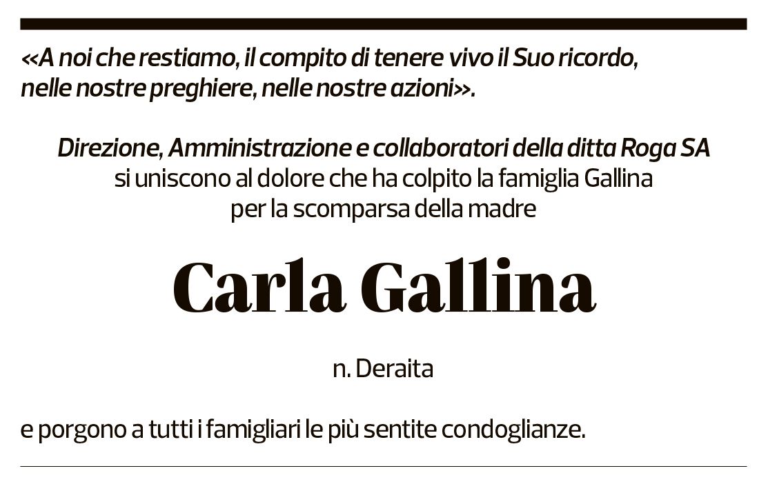 Annuncio funebre Carla Gallina