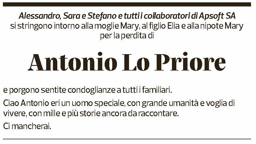 Annuncio funebre Antonio Lo Priore