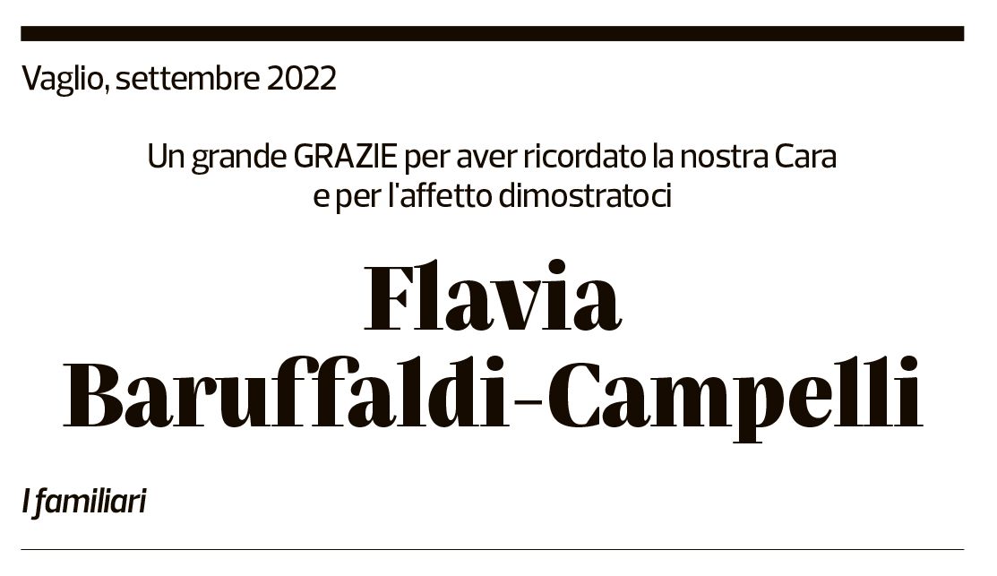 Annuncio funebre Flavia Baruffaldi-campelli