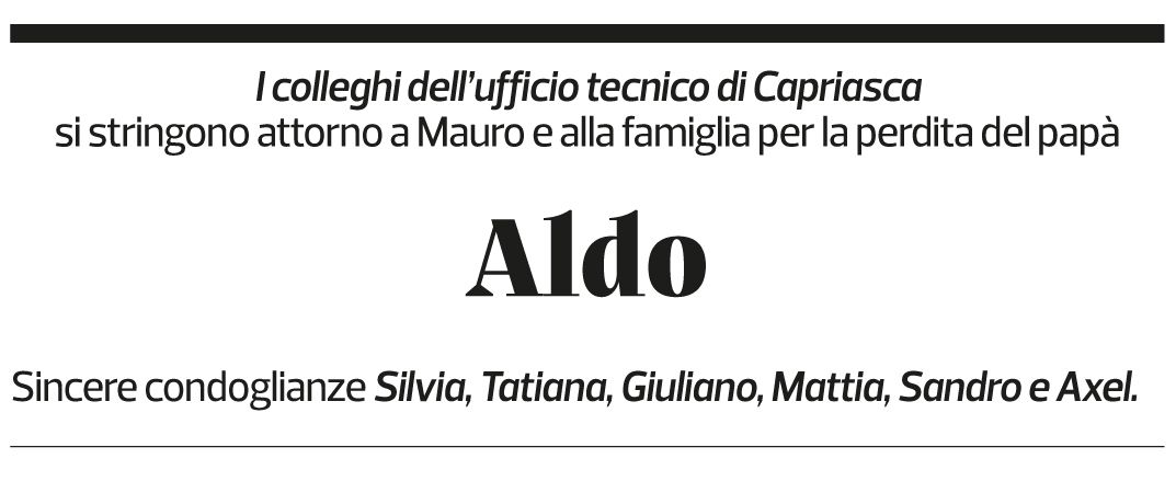 Annuncio funebre Aldo Rusconi