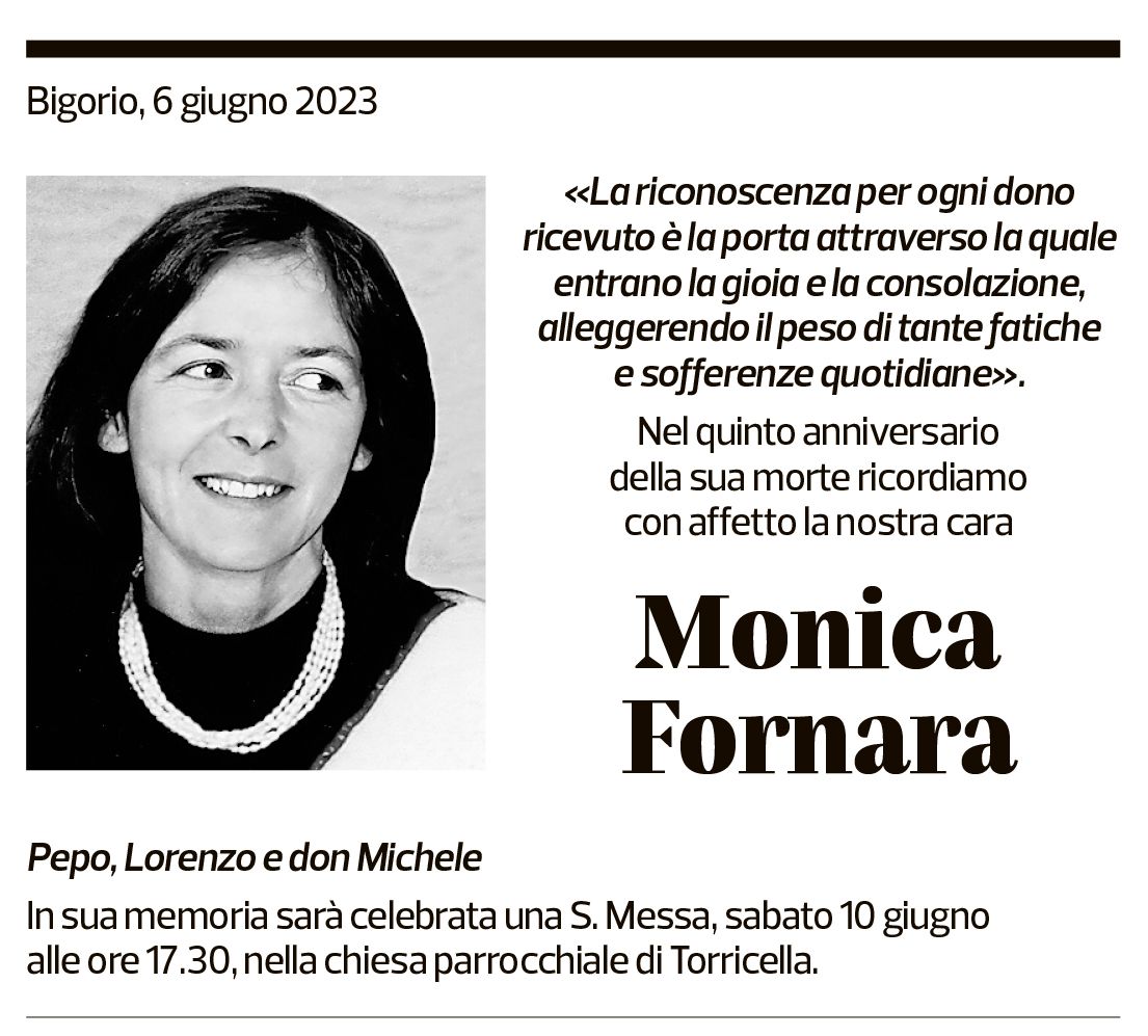 Annuncio funebre Monica Fornana