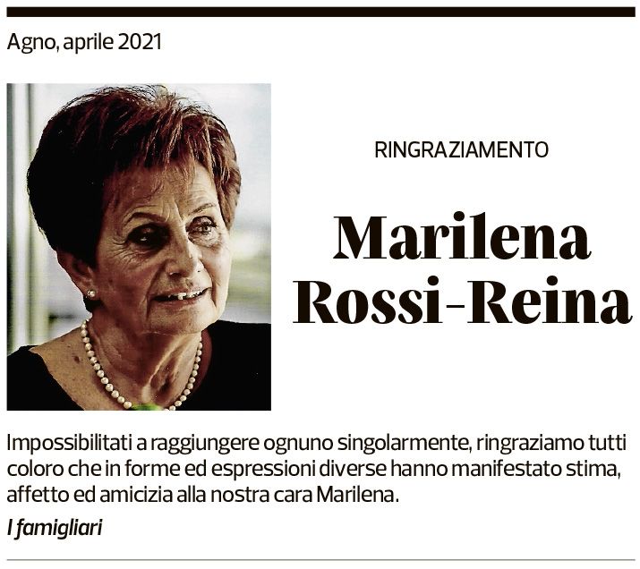 Annuncio funebre Marilena Rossi-reina