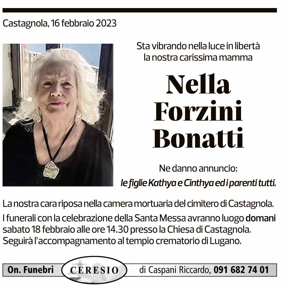 Annuncio funebre Nella Forzini Bonatti