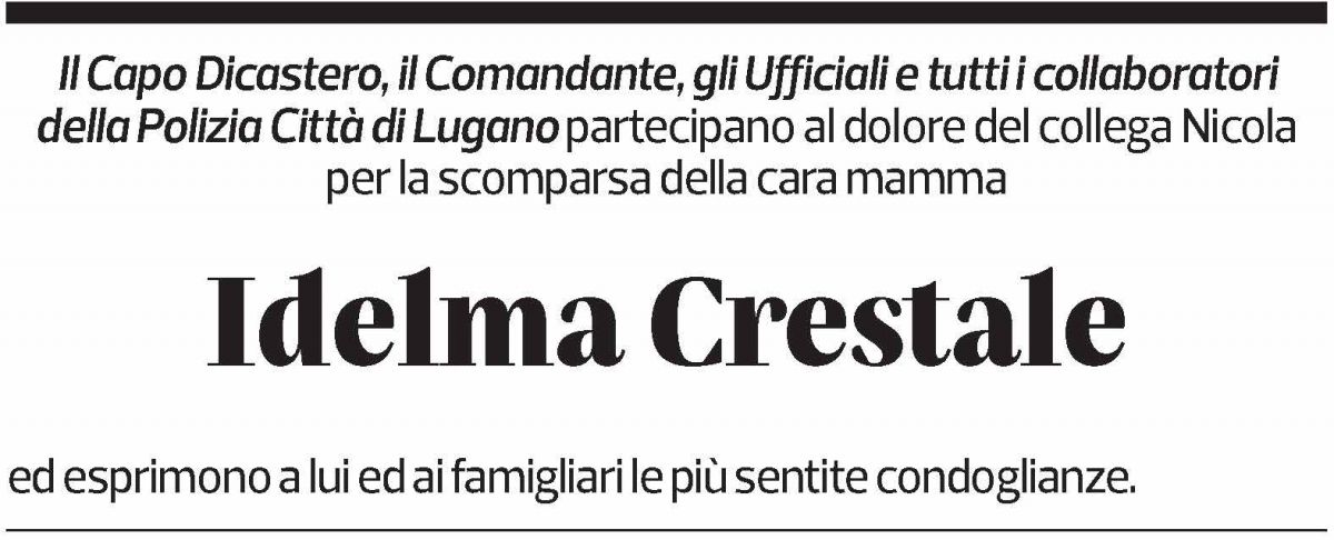 Annuncio funebre Idelma Crestale