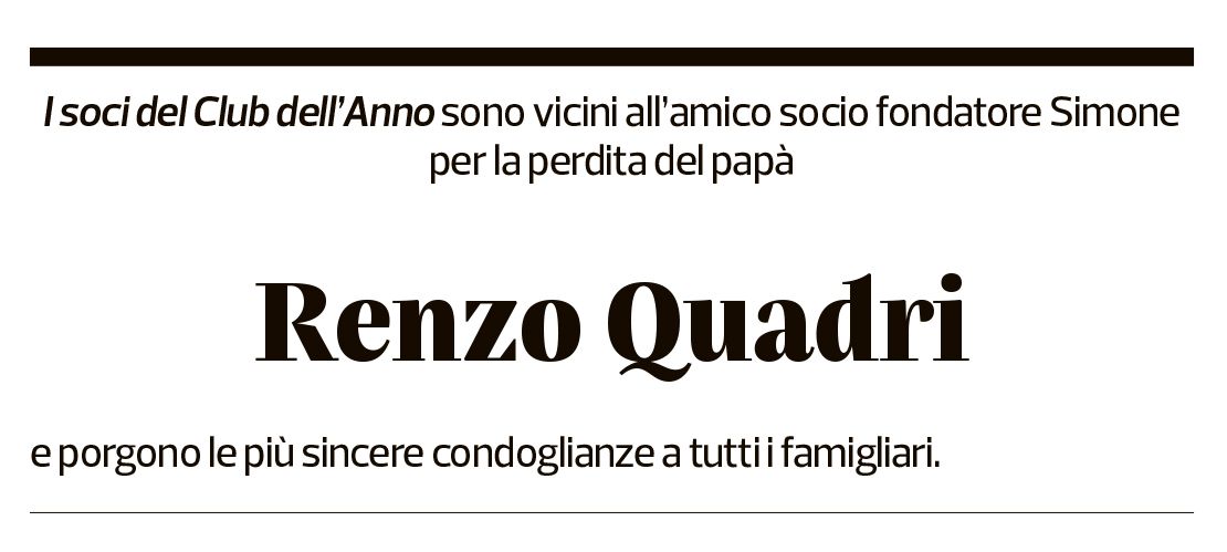 Annuncio funebre Renzo Quadri