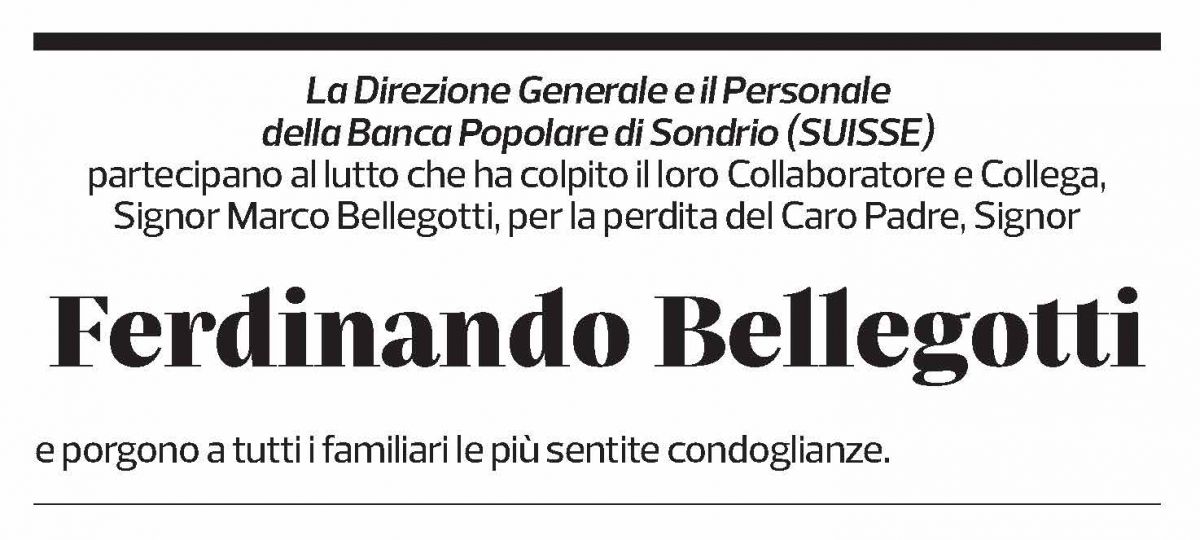 Annuncio funebre Ferdinando Bellegotti