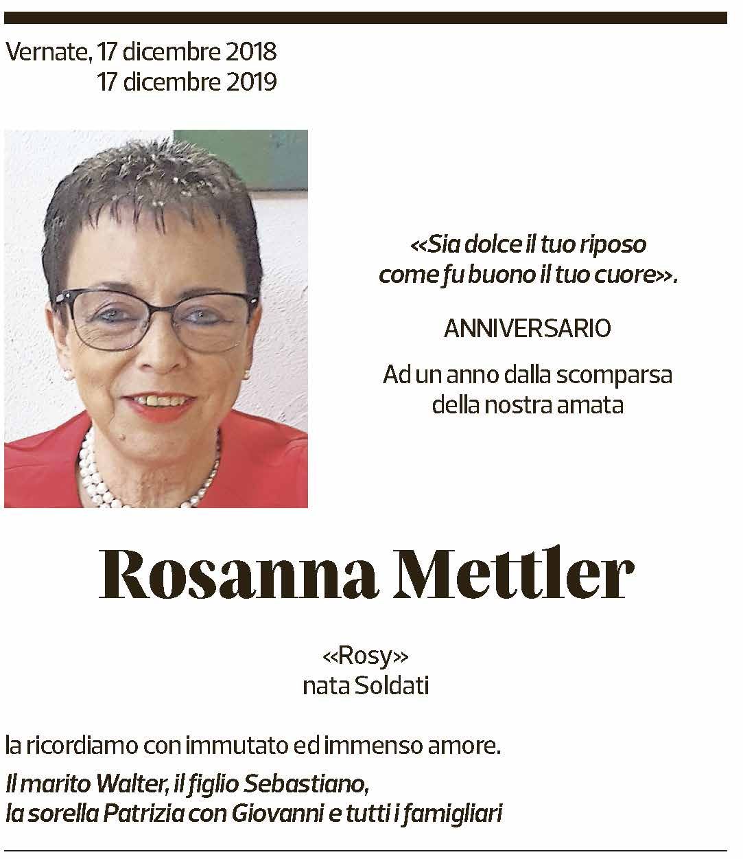 Annuncio funebre Rosanna Mettler