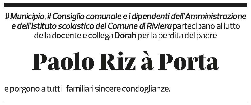 Annuncio funebre Paolo Piz à Porta