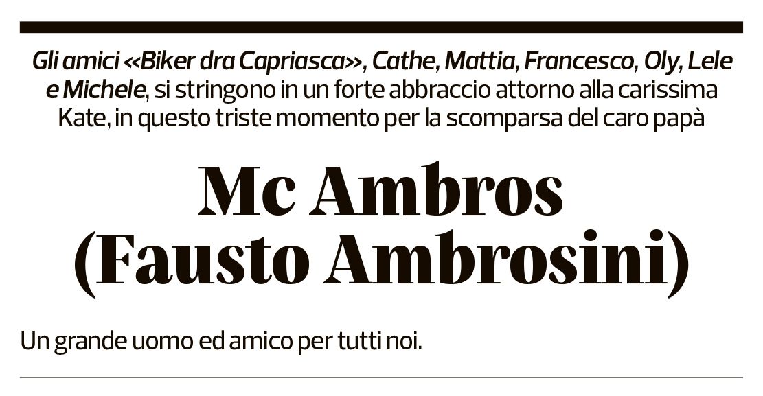 Annuncio funebre Fausto Ambrosini