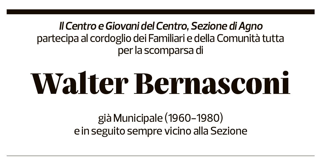 Annuncio funebre Walter Bernasconi