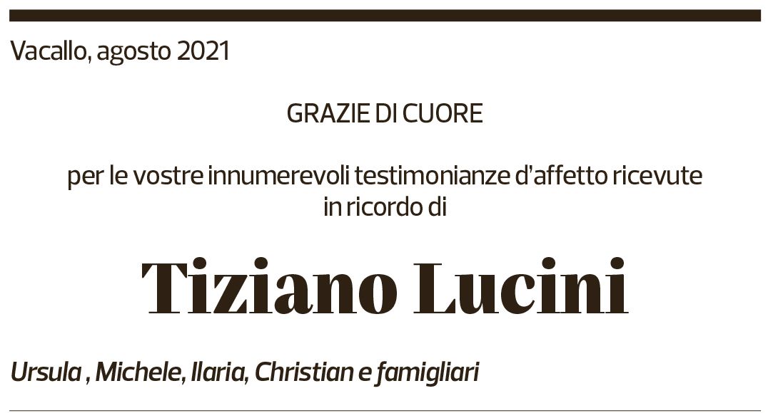 Annuncio funebre Tiziano Lucini