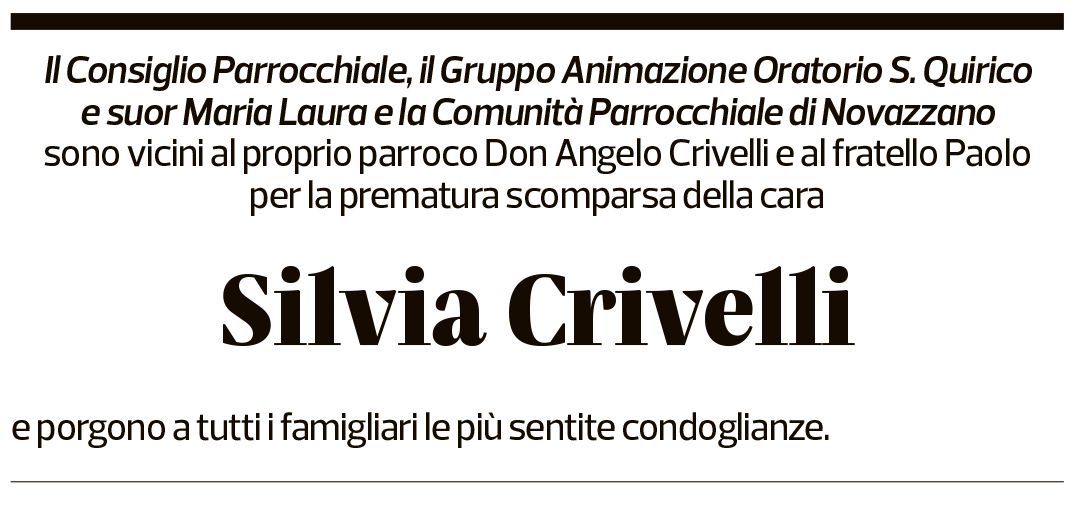 Annuncio funebre Silvia Crivelli