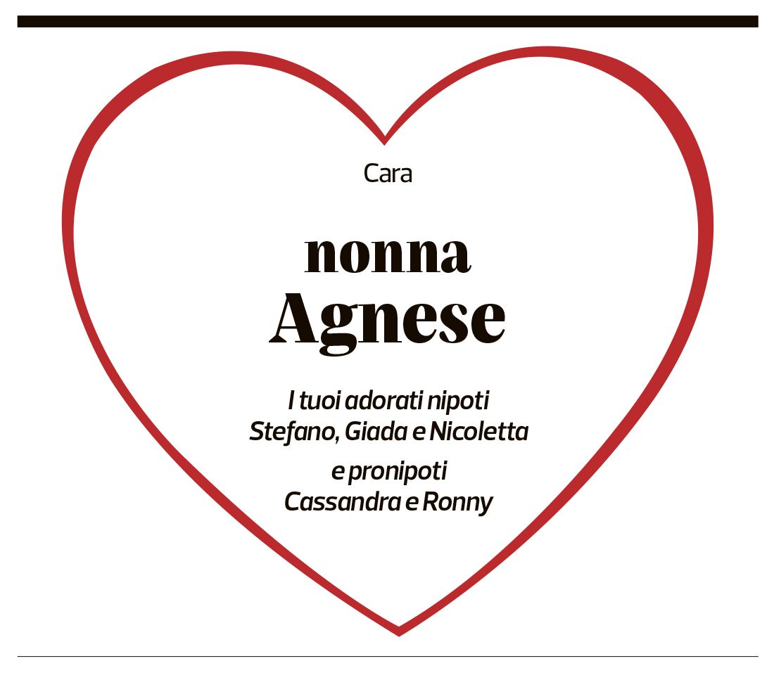 Annuncio funebre Agnese Mercoli