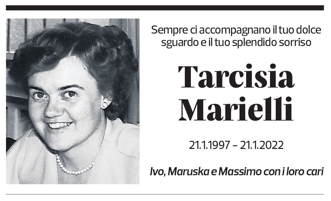 Annuncio funebre Tarcisia Marielli