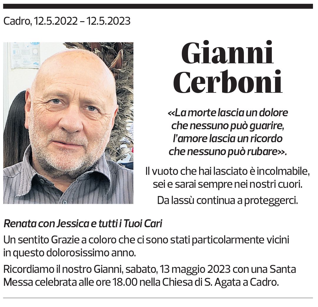 Annuncio funebre Gianni Cerboni