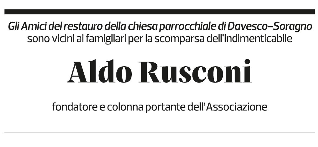 Annuncio funebre Aldo Rusconi