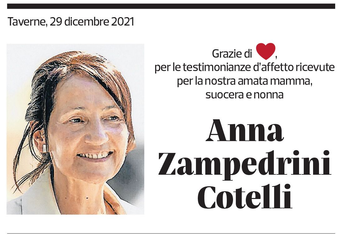 Annuncio funebre Anna Zampedrini Cotelli