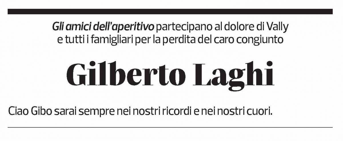 Annuncio funebre Gilberto Laghi