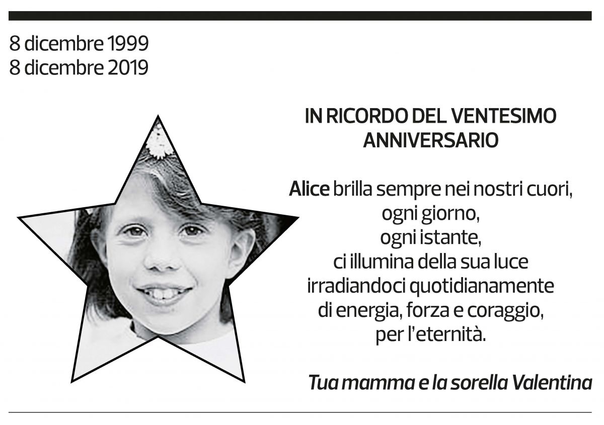 Annuncio funebre Alice 