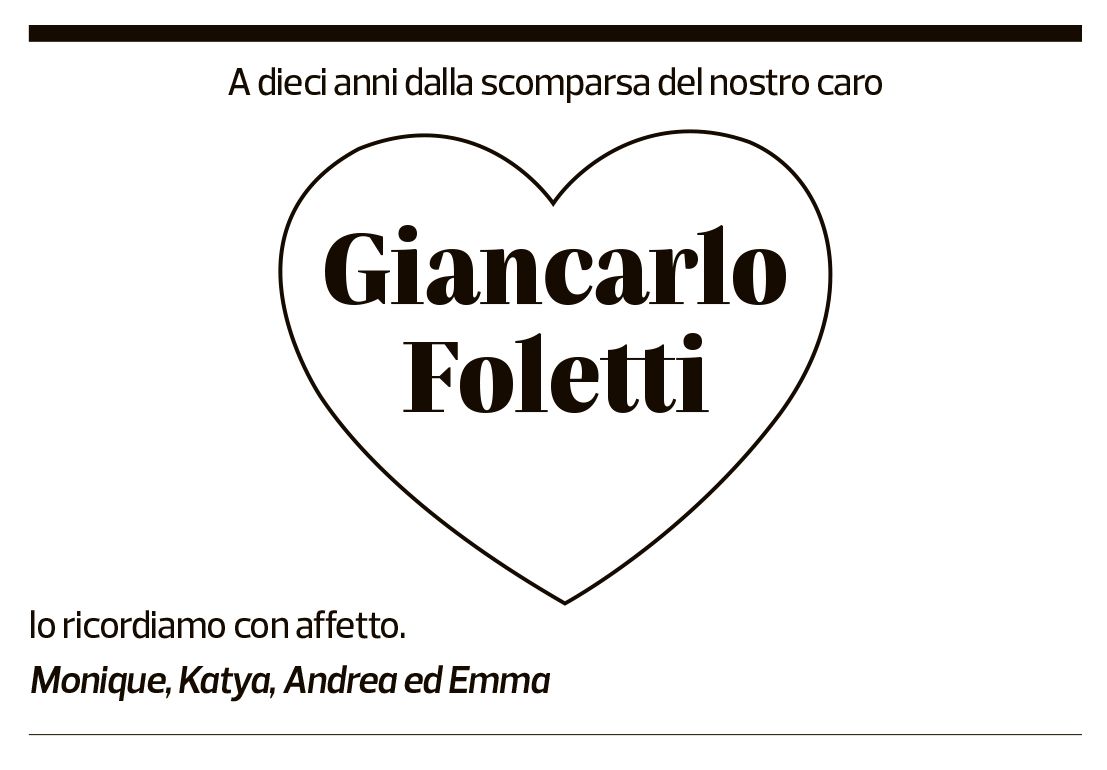 Annuncio funebre Giancarlo Foletti