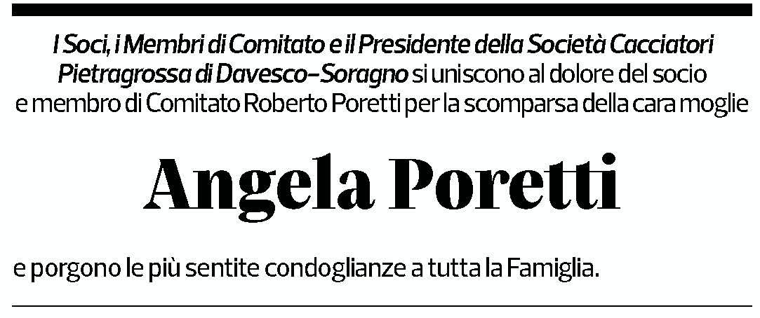 Annuncio funebre Angela Poretti