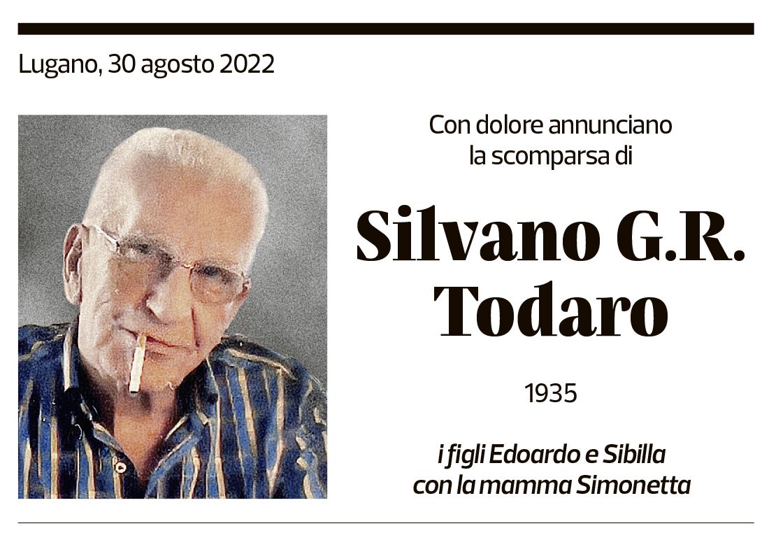 Annuncio funebre Silvano G.r. Todaro