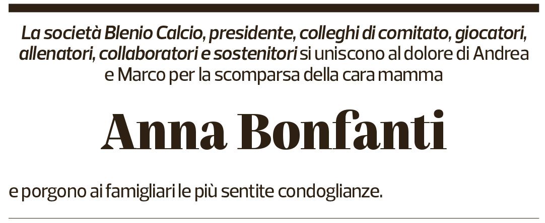 Annuncio funebre Anna Bonfanti