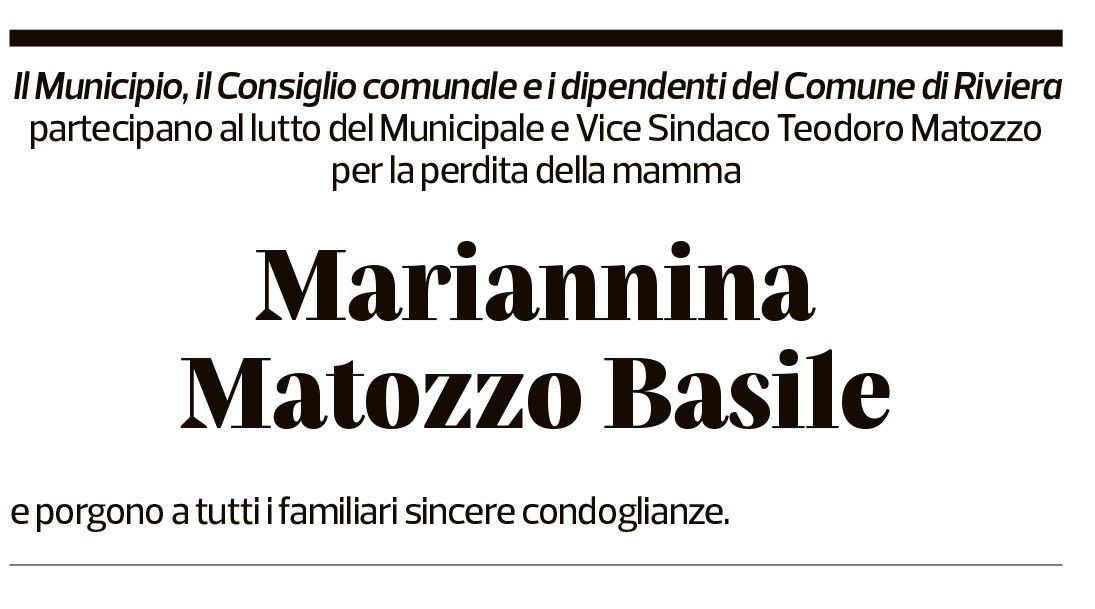 Annuncio funebre Mariannina Matozzo Basile