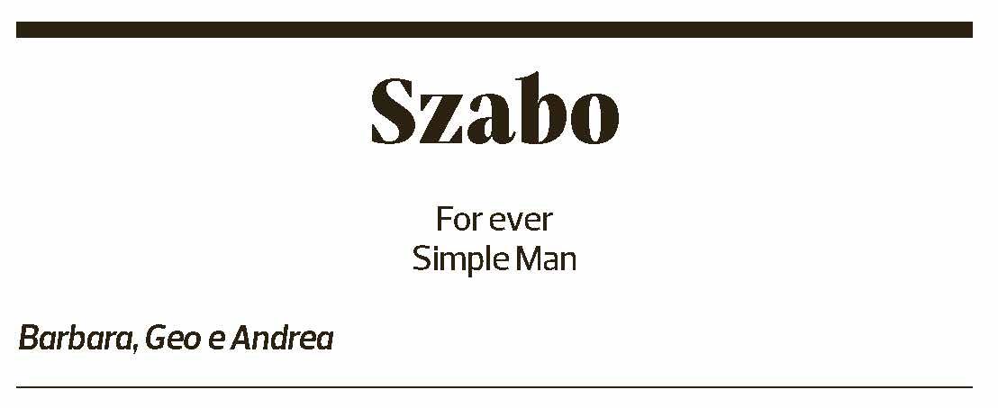 Annuncio funebre Szabo Zamblera