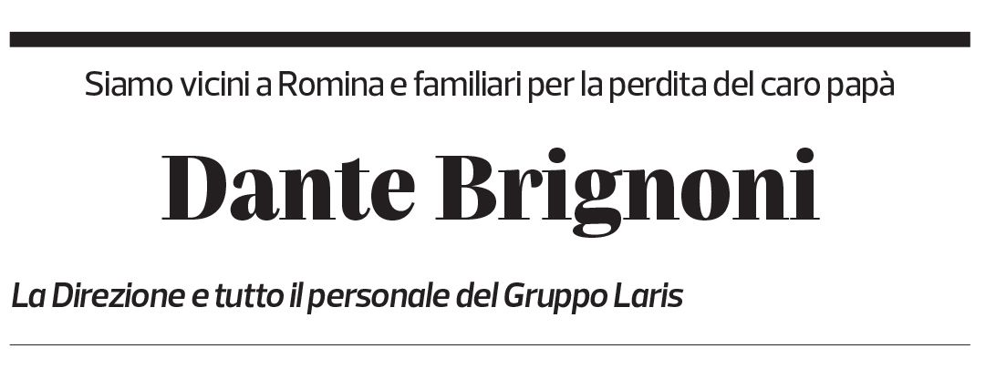 Annuncio funebre Dante Brignoni