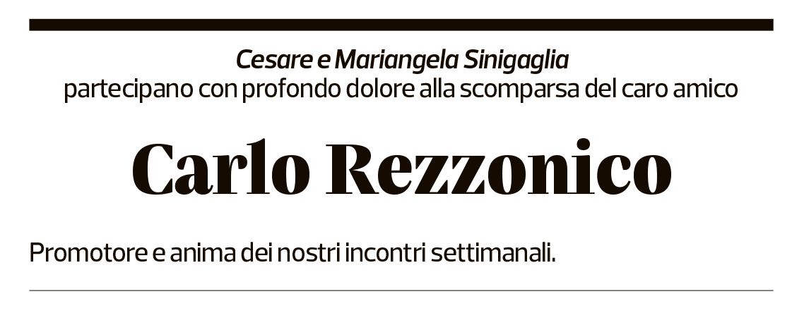 Annuncio funebre Carlo Rezzonico