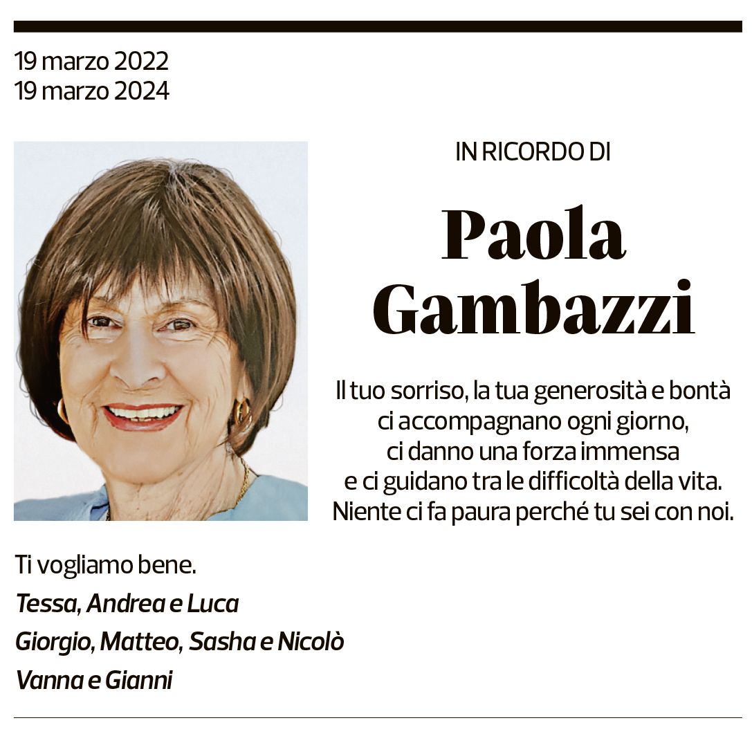 Annuncio funebre Paola Gambazzi