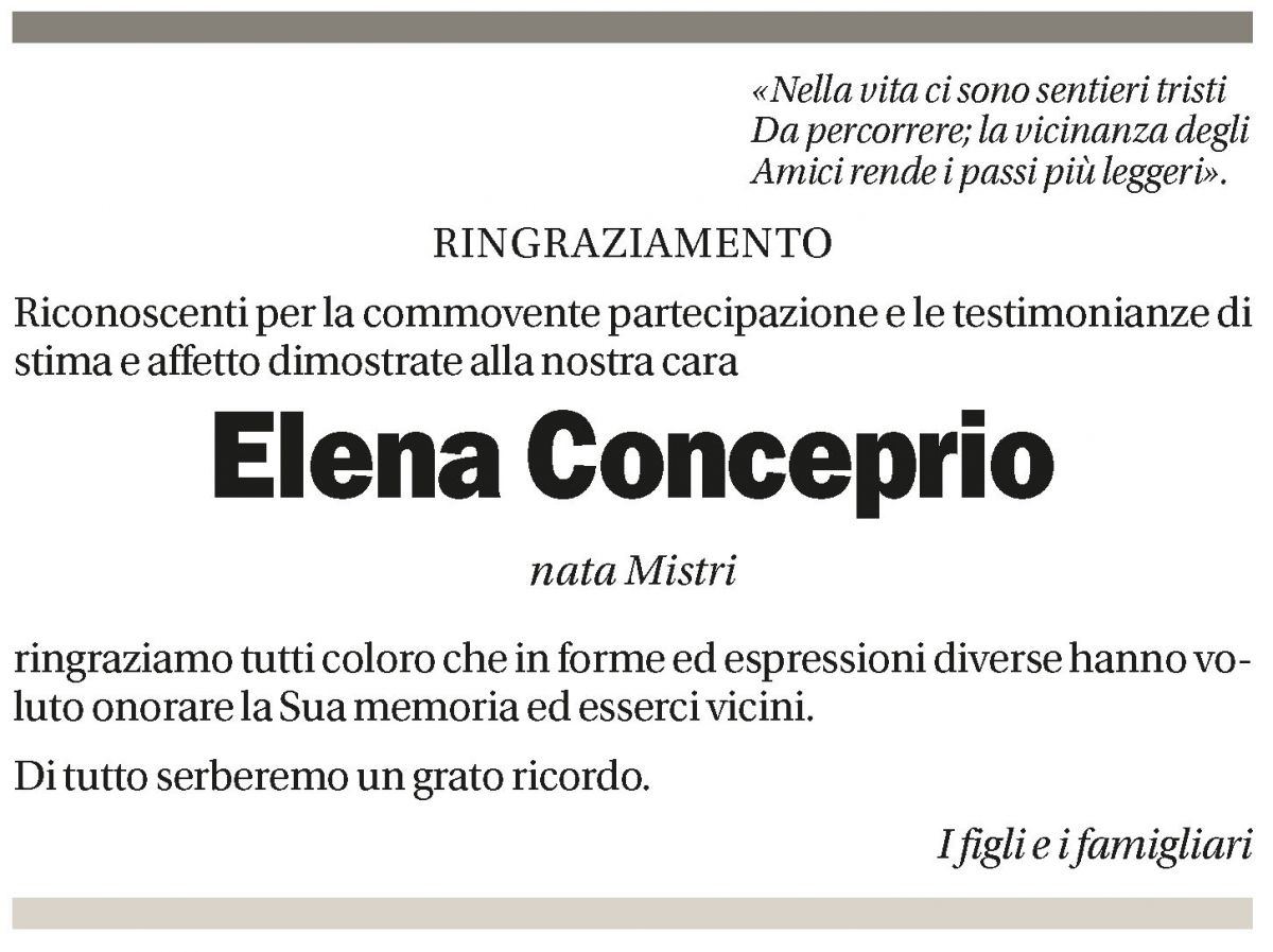 Annuncio funebre Elena Conceprio