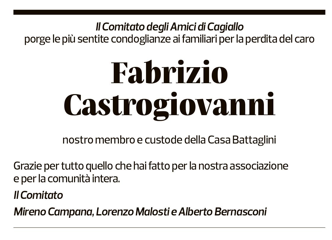 Annuncio funebre Fabrizio Castrogiovanni