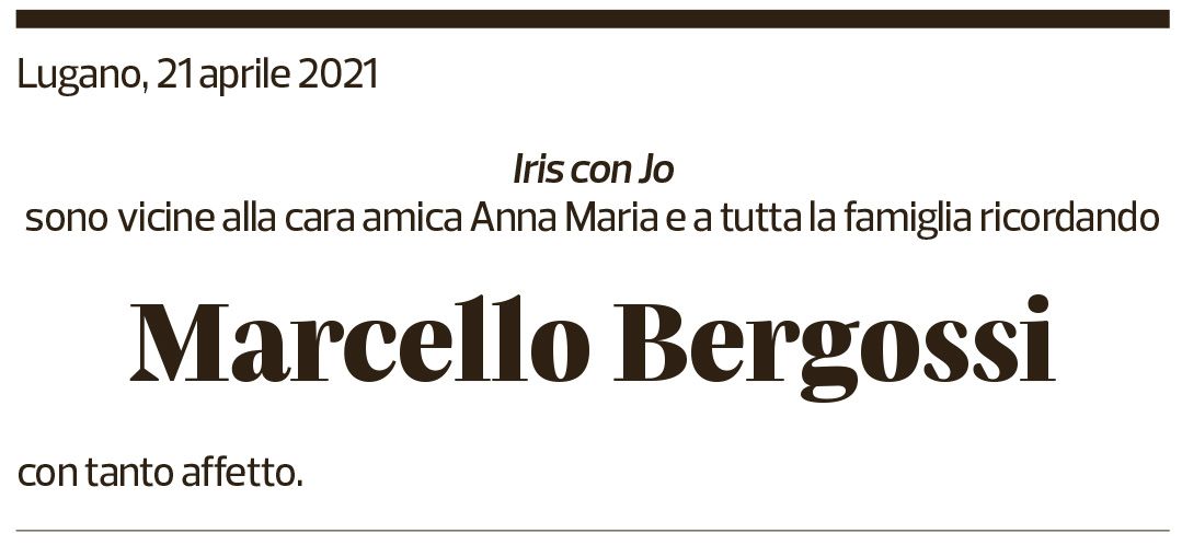 Annuncio funebre Marcello Bergossi