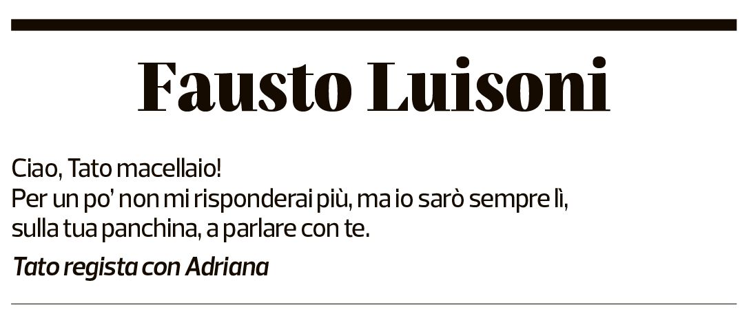 Annuncio funebre Fausto Luisoni